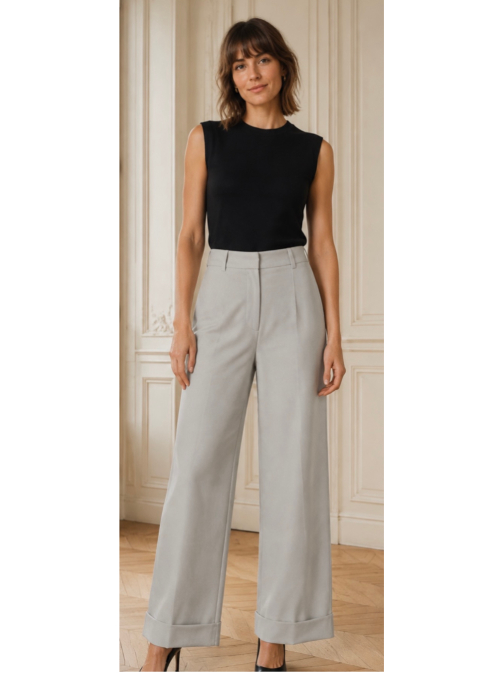 Emporio Armani Wide Leg Silk Pants Grey Size 38/2 New w tag Italian Luxury